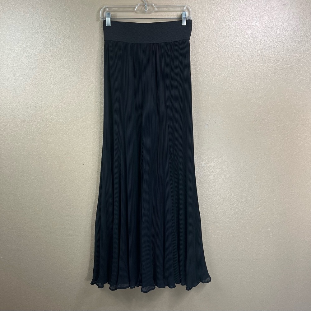 Wide Leg Pleated Maxi Pants - Black